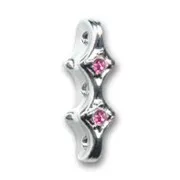 Separatore 3 file mm. 17x5 placcato rodio strass Rose x1