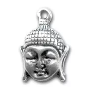 Ciondolo testa di buddha mm. 17 argentato antico  x1