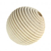 Perline in legno grezzo striate 20 mm nature x10|raw }}