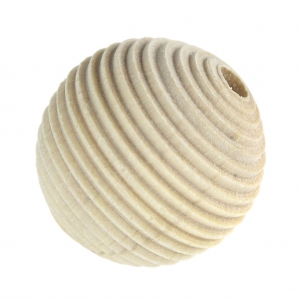 Perline in legno grezzo striate 20 mm nature x10