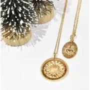 Ciondolo ovale con cuore e croce 20.5x12 mm Placcato oro 3 microns x1