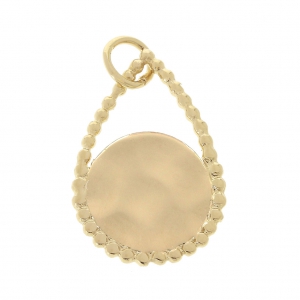 Ciondolo goccia effetto martellato 18x12 mm Placcato oro 3 microns x1