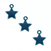 Ciondolo stella in metallo goccia resina epossidica 7 mm Petrolio x 6 