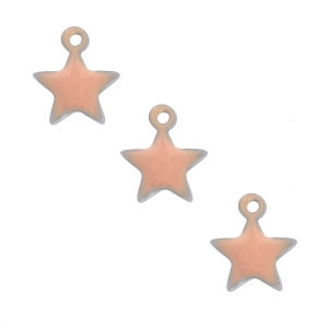Ciondolo stella in metallo goccia resina epossidica 7mm Light Rose x6