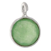 Argento 925 / Giada 7,2 mm Charm rotondo sfaccettato x1
