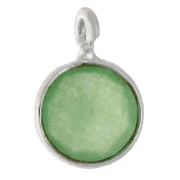 Argento 925 / Giada 7,2 mm Charm rotondo sfaccettato x1