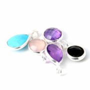 Argento 925 / Giada 7,2 mm Charm rotondo sfaccettato x1