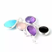 Argento 925 / Giada 7,2 mm Charm rotondo sfaccettato x1