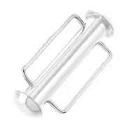 Chiusura scorrevole per tessitura di perline 21.5 mm Placcatura argento fino x1