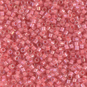 Miyuki Delica 11/0 DB0070 - Pink Coral Lined Crystal Luster