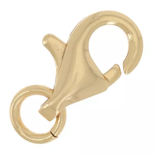 Chiusure moschettone con anellino aperto 11 mm Dorato con oro fino x1