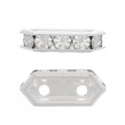 Ponte strass  10x4.5  mm Crystal 2 fori Argento 925 x1|raw }}