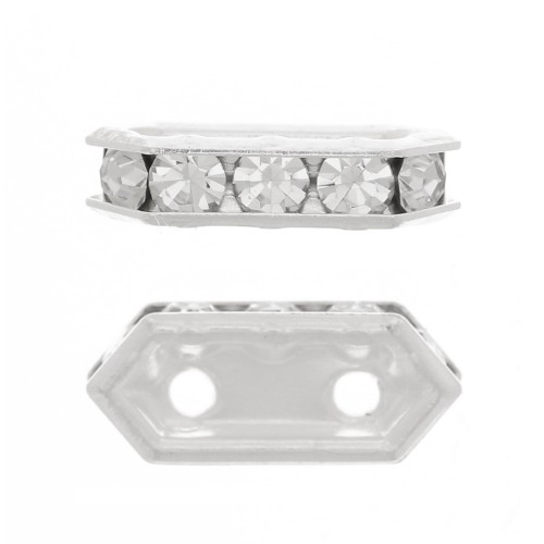Ponte strass 10x4.5 mm Crystal 2 fori Argento 925 x1