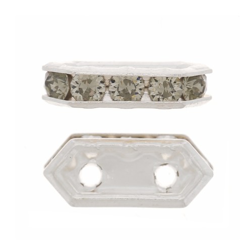 Ponte strass 10x4.5 mm Black Diamond 2 fori Argento 925 x1