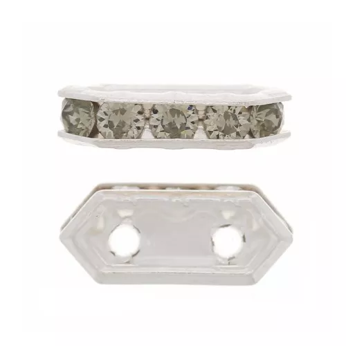 Ponte strass 10x4.5 mm Black Diamond 2 fori Argento 925 x1
