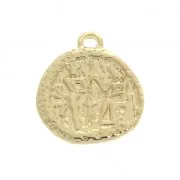 Ciondolo / Medaglia pezzo di moneta romana in ottone 15 mm dorato x1