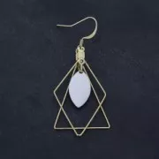 Supports boucles d'oreilles losange deux anneaux 23x46 mm argenté x2