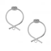 Orecchini rotondi a fiocco da decorare con anellino in ottone 22 mm rodiato x2