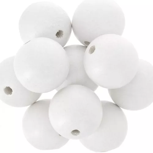 Perla tonda in legno mm. 20 Bianco x5