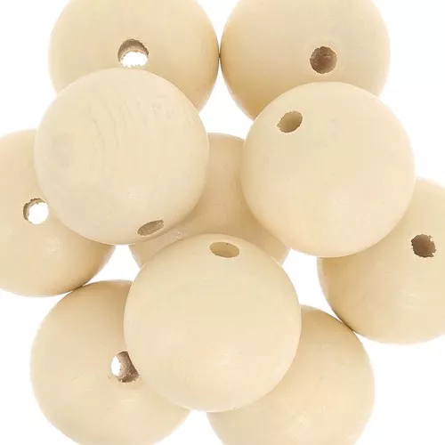 Perla tonda in legno mm. 20 Naturel x5