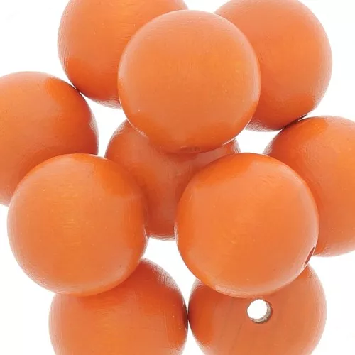 Perla tonda in legno mm. 20 Arancio x5