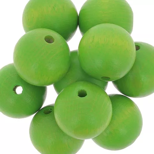 Perla tonda in legno mm. 20 Verde x5