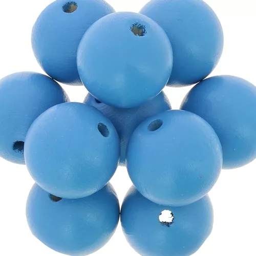 Perla tonda in legno mm. 20 Turquoise x5