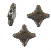 Perline di vetro Star Bead Perles & Co 11x11 mm Op Yellow Silver Picasso x30|raw }}