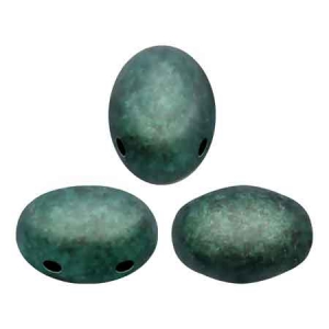 Perle in vetro Samos® par Puca® 7x5 mm Green Turquoise Metallic Mat x10g