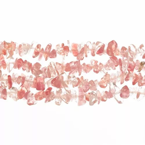 Perle di chips 8 - 11 mm imitazione di Strawberry Quartzo x85 cm