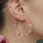 Perle di chips 8 - 11 mm imitazione di Strawberry Quartzo x85 cm