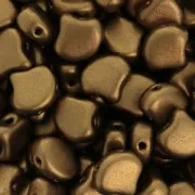 Perline in vetro Ginko Duo 2 fori 7.5x7.5 mm Golden Mat x10g