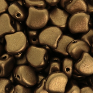 Perline in vetro Ginko Duo 2 fori 7.5x7.5 mm Golden Mat x10g