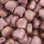 Perline in vetro Ginko Duo 2 fori 7.5x7.5 mm Opaque Luster Rose x10g|raw }}