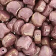 Perline in vetro Ginko Duo 2 fori 7.5x7.5 mm Opaque Luster Rose x10g