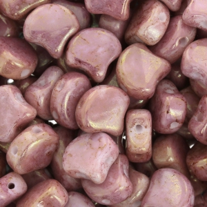 Perline in vetro Ginko Duo 2 fori 7.5x7.5 mm Opaque Luster Rose x10g