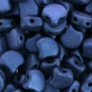 Perline in vetro Ginko Duo 2 fori 7.5x7.5 mm Blue Metallic Mat x10g