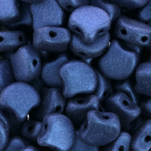 Perline in vetro Ginko Duo 2 fori 7.5x7.5 mm Blue Metallic Mat x10g