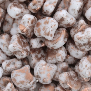 Perline in vetro Ginko Duo 2 fori 7.5x7.5 mm Opaque Copper Splash x10g