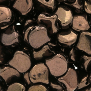 Perline in vetro Ginko Duo 2 fori 7.5x7.5 mm Dark Bronze x10g
