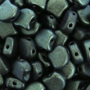 Perline in vetro Ginko Duo 2 fori 7.5x7.5 mm Green Turquoise Metallic Mat x10g|raw }}