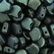 Perline in vetro Ginko Duo 2 fori 7.5x7.5 mm Green Turquoise Metallic Mat x10g