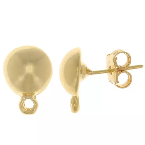 Orecchini mezze-palline mm. 10 dorato con oro fino x2
