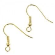 Ganci palline per orecchini mm. 21 dorato con oro fino x6