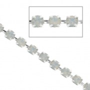 Catena strass in cristallo tagliato in ottone 2.10 mm Argentato / White Opal x50cm|raw }}