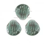 Conchiglie in vetro di Boemia Shell Beads 2 fori 8mGreen Turquoise Ceramic Lookx20