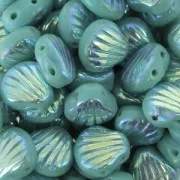 Perline in vetro Shell Beads 2 fori 8mm Conchiglie Green Turquoise AB 2X x20