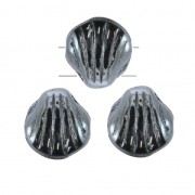 Conchiglie in vetro di Boemia Shell Beads 2 fori 8mm Jet Blue Sphinx Metallic x20