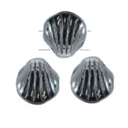 Conchiglie in vetro di Boemia Shell Beads 2 fori 8mm Jet Blue Sphinx Metallic x20