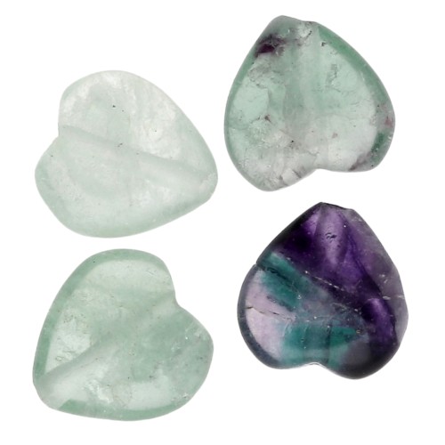 Perle di pietra semipreziosa cuore 10 mm - Fluorite x4